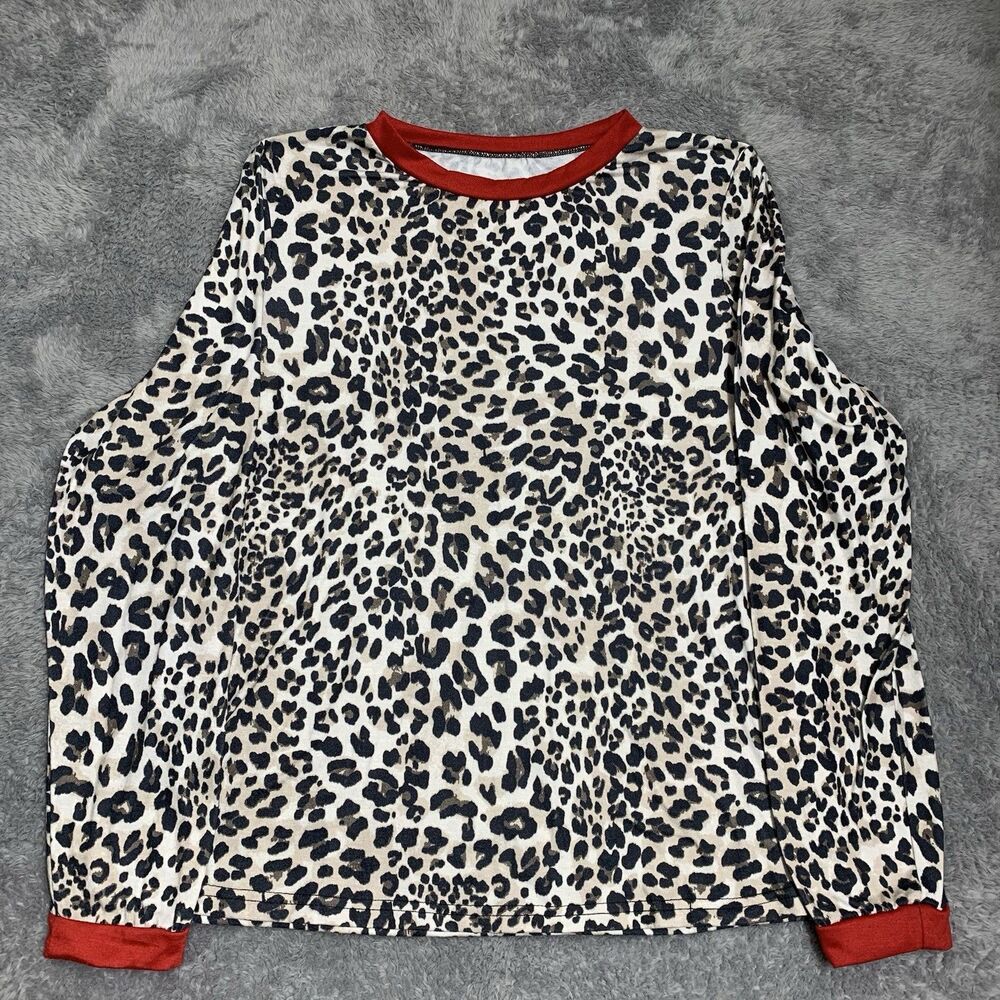 Pajama Sleepwear Top SHEIN Size Small Long Sleeve Animal Print